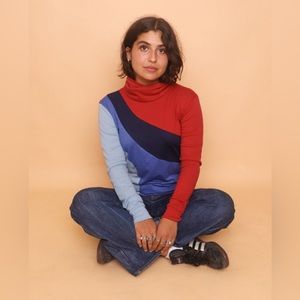 Camp Collection Judy Colorblock Turtleneck